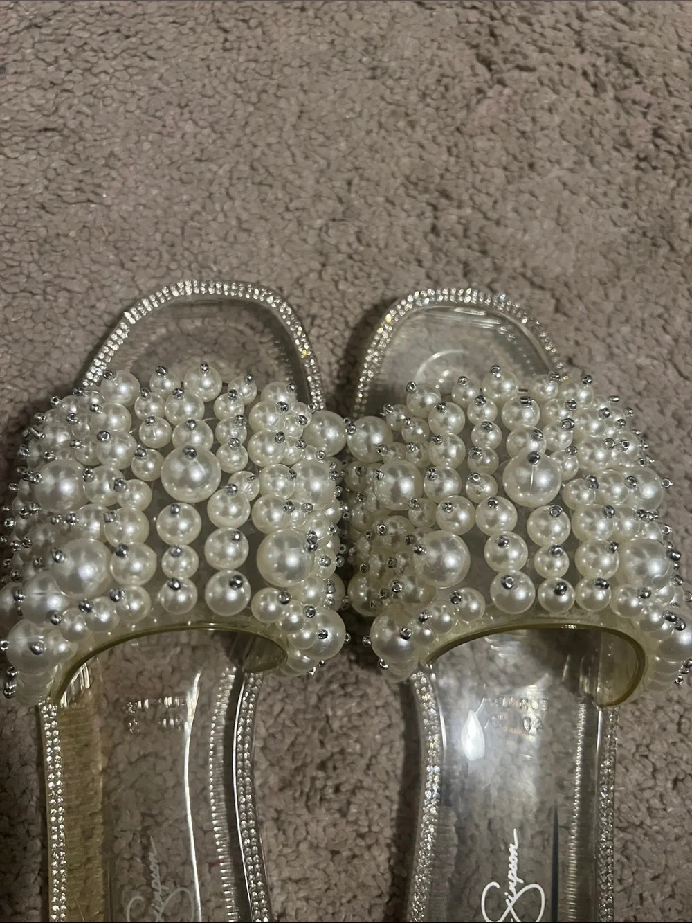 Jessica Simpson Pearl Beaded Slide Sandals